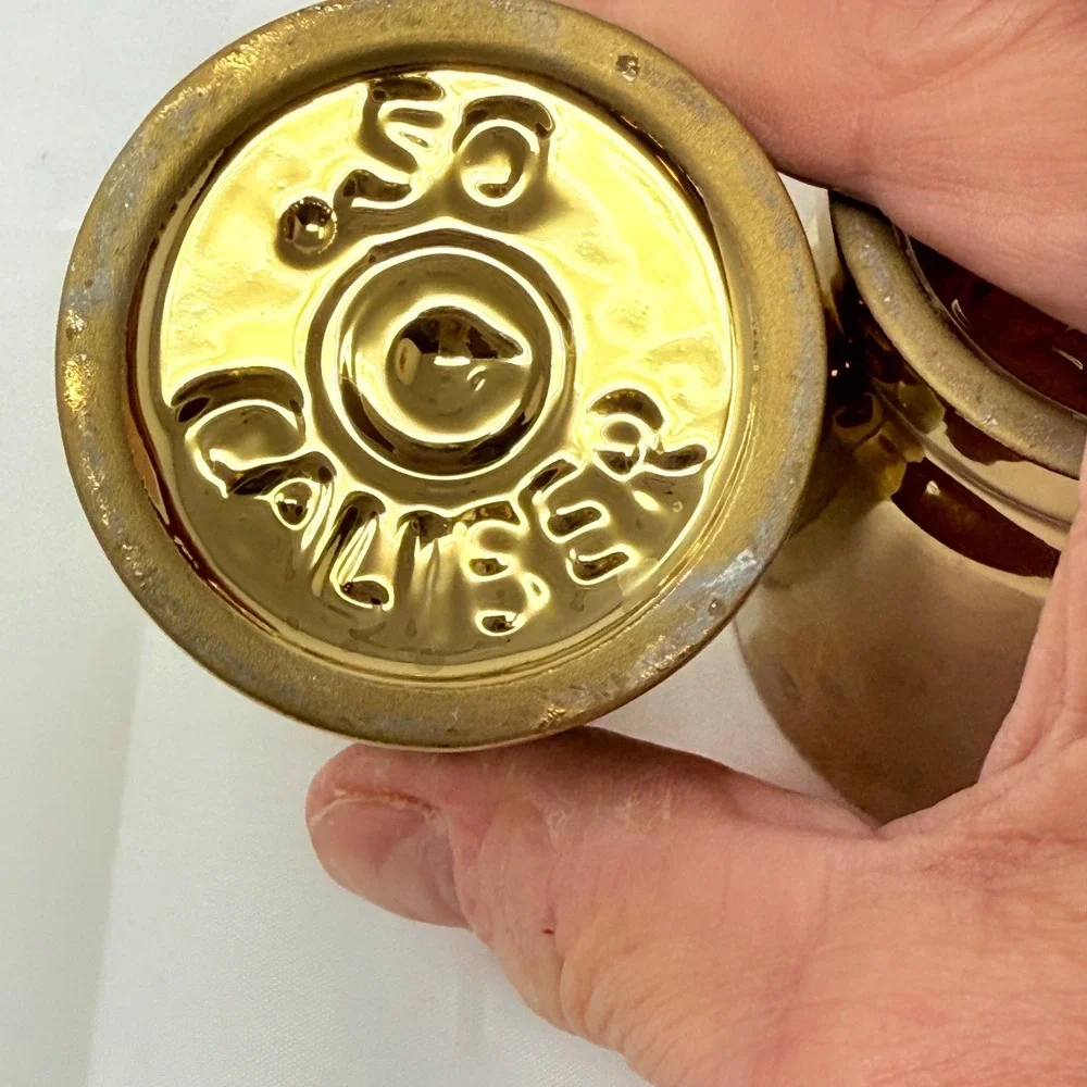 Set of 2 Gold 50 Caliber Bullet Shell Shot Glasses‎ Holders